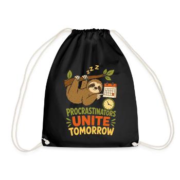 Procrastinators Unite Tomorrow - Drawstring Bag - black - Front