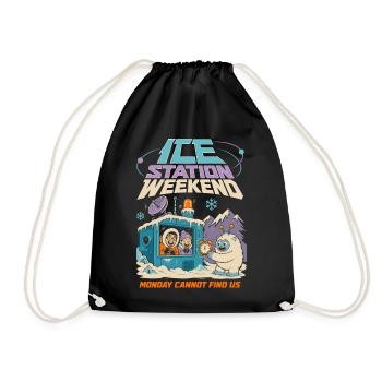 Eisstation Wochenende Winter Humor - Drawstring Bag - black - Front