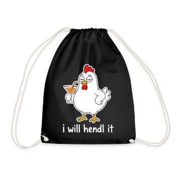 I Can Hendl It – Lustiges Hühner-Wortspiel - Turnbeutel - Schwarz - Vorne