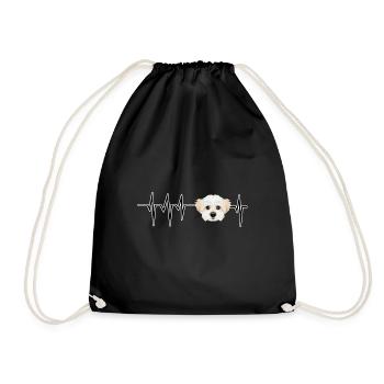 Dog Heartbeat I Funny Maltese - Turnbeutel - Schwarz - Vorne