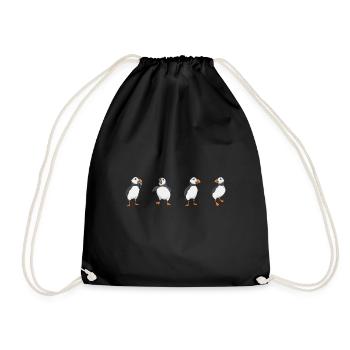 puffin puffin auke birds Lunde - Drawstring Bag - black - Front