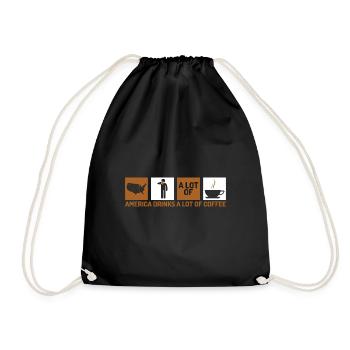 Powered by Caffeine Coffee Makes Me Happy Ges - Drawstring Bag - black - Front
