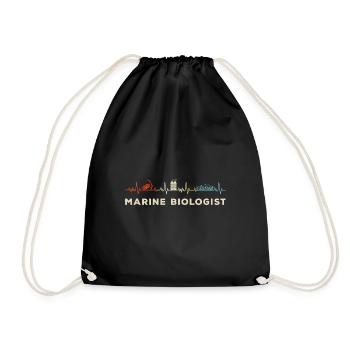 Marine Biology Marine Biologist Science Heartbeat - Turnbeutel - Schwarz - Vorne