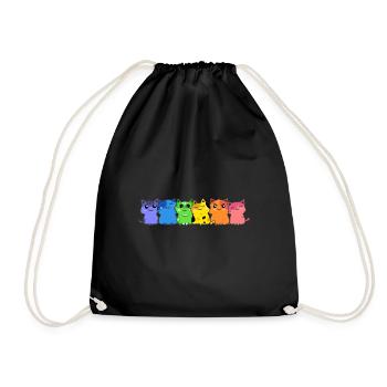 LGBT Cat Rainbow Gay Lesbian Kitten - Drawstring Bag - black - Front