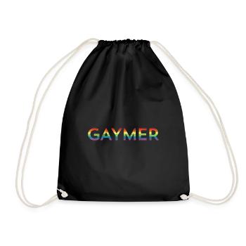 gaymer gamer Regenbogen CSD Zocker Geschenk - Turnbeutel - Schwarz - Vorne