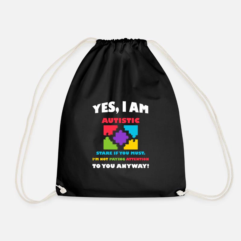 Autistic Autism Awareness - Drawstring Bag - black