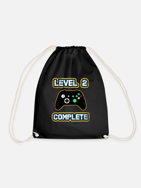 Level 2 Komplett / 2. Jahrestag Geschenk T-Shirt - Turnbeutel - Schwarz