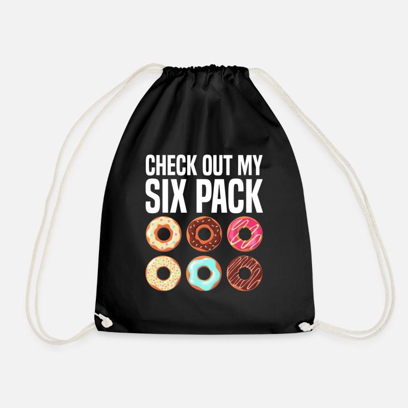 Six pack donut - Drawstring Bag - black