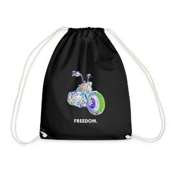 Motorcycle Chopper Freedom Biker Motorcyclist - Drawstring Bag - black - Front