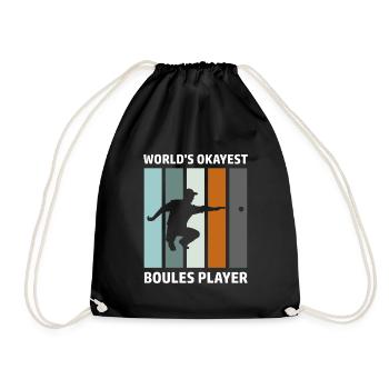 World's Okayest Boules Player Boule Boccia - Drawstring Bag - black - Front