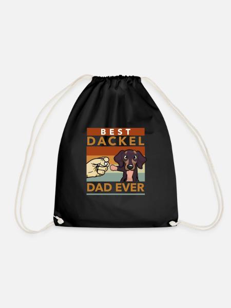 Dackel Herrchen Geschenk Vatertag Hundebesitzer - Turnbeutel - Schwarz