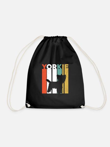 Yorkshire Terrier vintage Yorkie owner gift - Drawstring Bag - black
