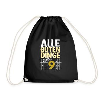 Sudoku - Alle guten Dinge sind 9 - Sudokuspieler - Turnbeutel - Schwarz - Vorne