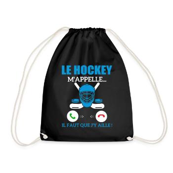 le hockey m'appelle...il faut que j'y aille ! - Sac de sport léger - noir - Devant