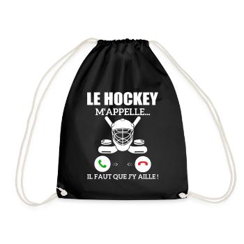le hockey m'appelle...il faut que j'y aille ! - Sac de sport léger - noir - Devant