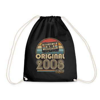 Original 2008 Vintage Vintage Retro Birthday - Drawstring Bag - black - Front