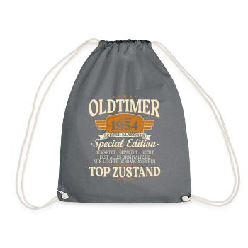 Oldtimer 1954 Jahrgang geboren Geburtstag Geschenk - Turnbeutel - Grau - Vorne