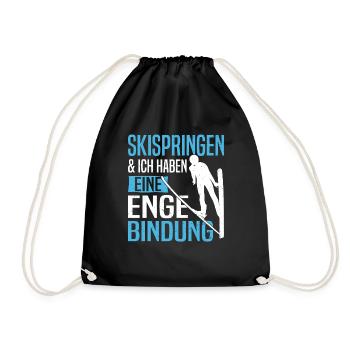 Ski Jumping Ski Suit Ski Hill Record Ski Flying - Drawstring Bag - black - Front