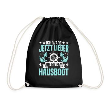 Houseboat captain Boat owner Boat license for - Drawstring Bag - black - Front