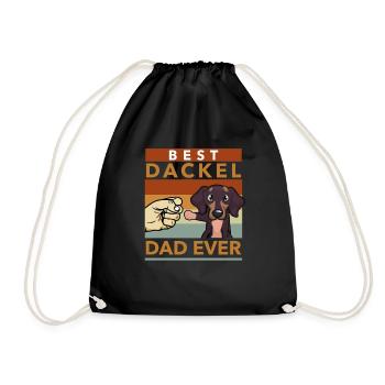 Dackel Herrchen Geschenk Vatertag Hundebesitzer - Turnbeutel - Schwarz - Vorne