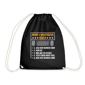 Gaming Computer Zocken Gaming Headset Zocker Gamer - Drawstring Bag - black - Front