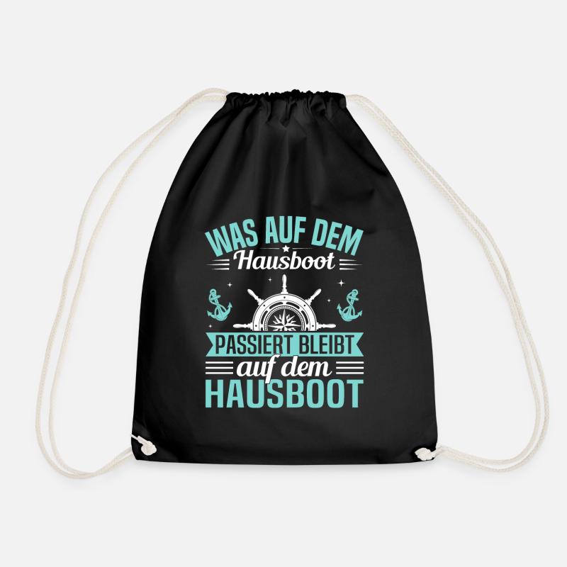 Hausbootkapitän mit Hausboot Crew & - Turnbeutel - Schwarz