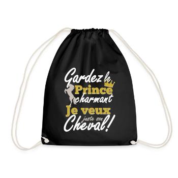 Cheval - prince charmant - Sac de sport léger - noir - Devant