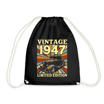 Vintage 75 Years 1947 75th Anniversary - Drawstring Bag - black - Front