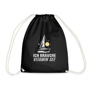 Segeln ich brauche Vitamin See - Turnbeutel - Schwarz - Vorne