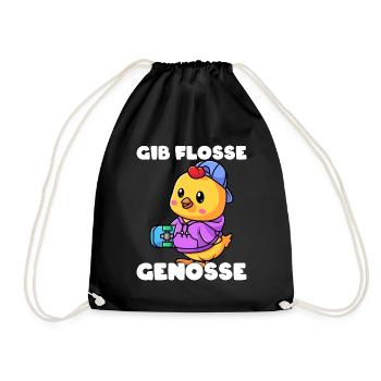 Skater Huhn Spruch Skateboard Geschenk - Turnbeutel - Schwarz - Vorne