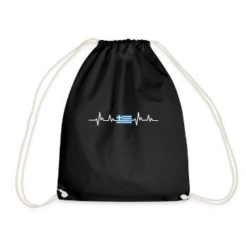 Greece Greek flag Greek heartbeat - Drawstring Bag - black - Front