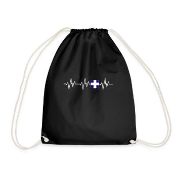 Greece Greek flag Greek heartbeat - Drawstring Bag - black - Front