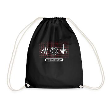 Feuerwehr Feuerwehrmann Herzschlag - Turnbeutel - Schwarz - Vorne