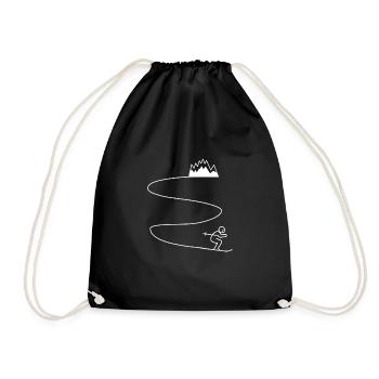 Skiers Mountains Skiing Après Ski - Drawstring Bag - black - Front