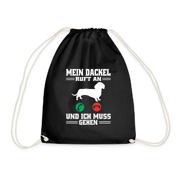 Dackel Ruft An Dachshund Teckel - Turnbeutel - Schwarz - Vorne