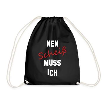 nen scheiß muss ich - Turnbeutel - Schwarz - Vorne