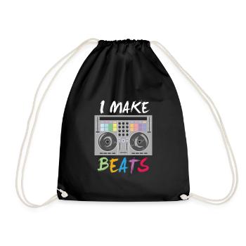 I make beats - DJ Music Electric Mixer Mix - Drawstring Bag - black - Front