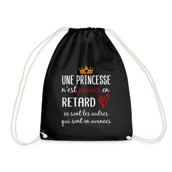 cadeau drôle princesse en retard - Sac de sport léger - noir - Devant