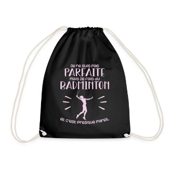 Ich bin nicht perfekt, aber ich spiele Badminton - Turnbeutel - Schwarz - Vorne