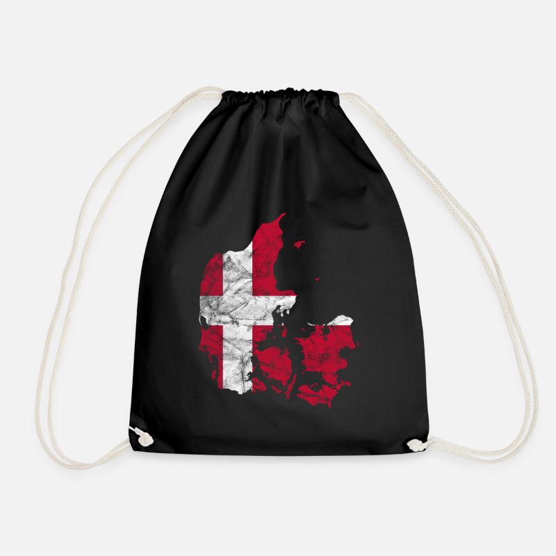 Dänemark Dänische Flagge Dannebrog Silhouette - Turnbeutel - Schwarz