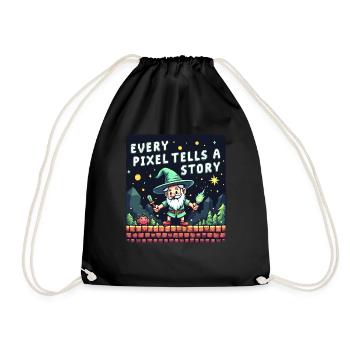 Every Pixel Tells a Story - Retro Gaming - Drawstring Bag - black - Front