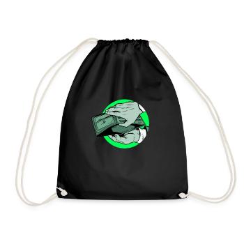 Money arm purse donation miserly stinginess begging - Drawstring Bag - black - Front