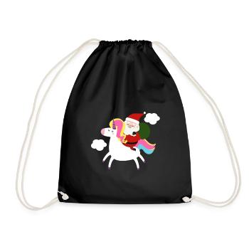 Idée de cadeau d'hiver sucrée Père Noël Licorne - Sac de sport léger - noir - Devant