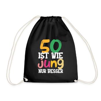 50 Geburtstag Geschenk zum runden Geburtstag - Turnbeutel - Schwarz - Vorne