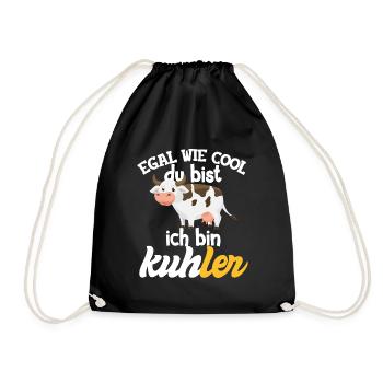 Geschenk für Milchbauer ich bin kuhler Kuh Milch - Turnbeutel - Schwarz - Vorne