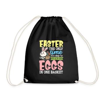 Easter Easter Easter Nest Easter Egg Hunt - Drawstring Bag - black - Front