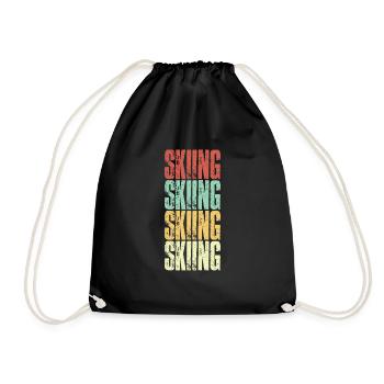Ski skiing - Drawstring Bag - black - Front
