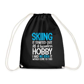 Ski skiing - Drawstring Bag - black - Front