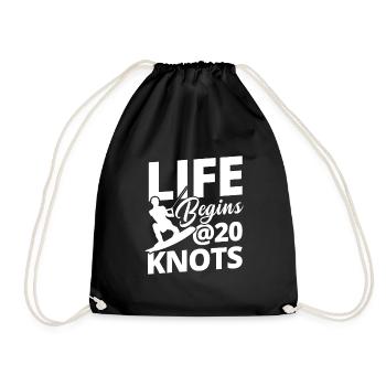 Kiteboard Knoten Kiten Kiteboarding Kiteboarder - Turnbeutel - Schwarz - Vorne
