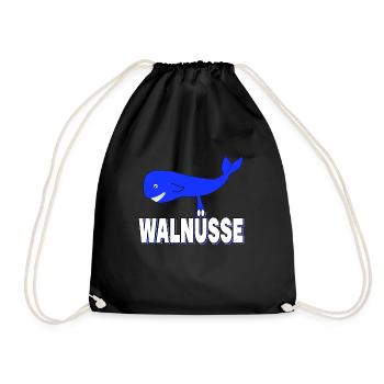 Walnüsse - Lustig Hoden Nüsse Wal Nuß Eier - Turnbeutel - Schwarz - Vorne